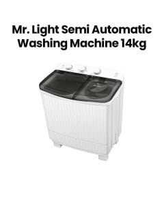 Mr. Light Semi Automatic Washing Machine 14Kg, 480W Power Consumption, Transparent Lid, Durable Body - White - MR SW140