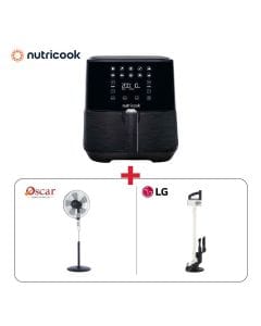 Nutricook Rapid Air Fryer + LG CordZero A9 Slim Stick Vacuum Cleaner + Oscar Stand Fan With Remote