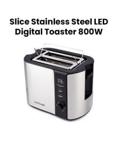 Nutricook 2-Slice Stainless Steel Digital Toaster 800W, LED Display Bread Toaster with Adjustable Browning | NC-T102S