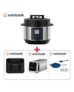 NutriBullet Smart Pot 2 9.5L + Nutricook Air Fryer Duo 8.5L + Nutricook 4-Slice Digital Toaster + Nutricook 26cm One Pan Blue - Ramadan Hosting Kit Bundle