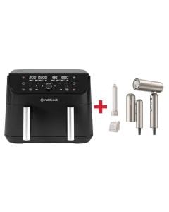 Nutricook NC-AFD285 Air Fryer Duo 2 FlexZone 8.5L Oil-Free Digital Fryer + Dreame Pocket Gold AHD51 Hair Dryer High-Speed Ionic Portable Dryer