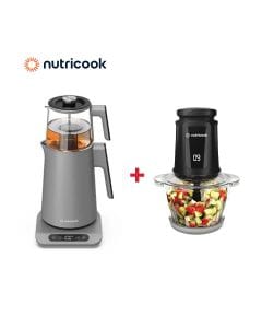 Nutricook 2-in-1 Tea Maker + Nutricook Electric Chopper 1.2L Glass Bowl - Tea & Toast Bundle