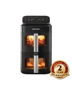 NutriCook DuoStack Air Fryer Pro 9.6L – Dual Basket Healthy Fryer, 360° Air Circulation, 12 Presets Digital Control, Easy Clean – Black | NC-AFDS330 