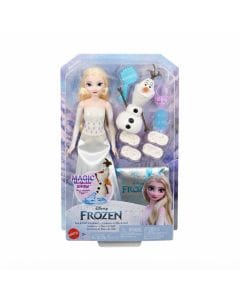 Disney Frozen Elsa Fashion Doll & Olaf Sand Play Set, Magic Moldable Snow, 4 Stampers, Posable Elsa Doll, Multicolor