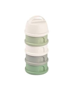 Beaba Milk Powder Containers With 4 Chambers, Stackable Powdered Milk Dispenser, Airtight, Easy To Use, Modular Dosing Box - Cotton White/Sage Green