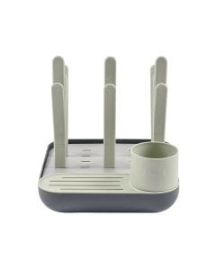 Beaba Forest Draining Rack, Optimized Water Drainage, Holds Up To 6 Bottles, Hygienic And Convenient, Compact And Portable Design - Misty/Mineral