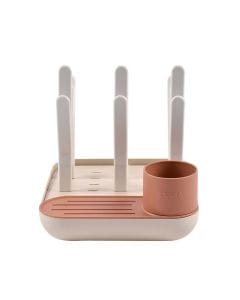 Beaba Forest Draining Rack, Optimized Water Drainage, Holds Up To 6 Bottles, Hygienic And Convenient, Compact And Portable Design - Terracotta/Clay