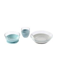 Beaba Glass Meal Set, Healthy And Hygienic Material, Easy To Clean, Flexible Suction Cup Base, Scratch-Resistant, Evolving Design - Jungle