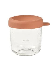Beaba Glass Conservative Jars 250ml, Heat And Thermal Shock Resistant, Easy-to-Read Measurement Markings, Airtight Lid For Freshness Preservation - Terracotta