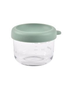 Beaba Conservation Glass Jar 150ml, Extra-Strong Glass, Heat And Cold Resistant, Easy Clip Soft Lid, Freezing And Reheating Foods - Sage Green