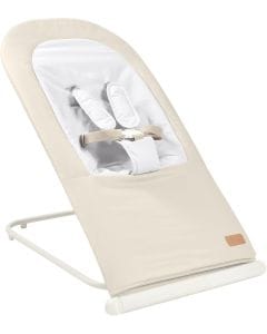 Beaba Foldable Compact Baby Bouncer Seat 3 Recline Positions 100% Organic Cotton Free from Harmful Substances Greige | 915056