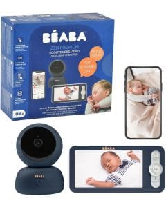 Beaba Full HD 360� Rotating WiFi Video Baby Monitor HD Screen App 300m Range VOX Walkie-Talkie Lullabies Night Blue | 930375