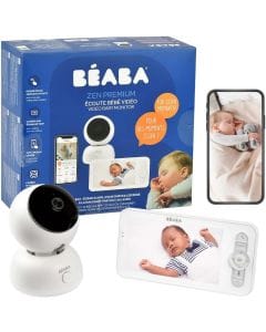 Beaba Full HD 360� Rotating WiFi Video Baby Monitor HD Screen App 300m Range VOX Cloud Walkie-Talkie Lullabies White | 930376