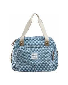 Beaba Geneva II Changing Bag, Removable Shoulder Strap, Integrated Stroller Attachment System, Multiple Storage - Play Print Blue