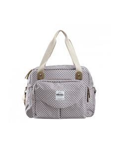 Beaba Geneva II Changing Bag, Integrated Pushchair Attachment System, Comfortable And Large Quilted Changing Mat - Play Print Gray Coral