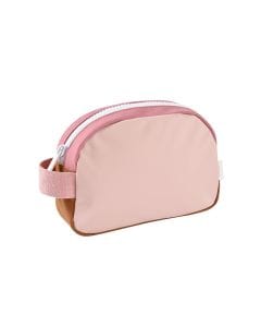 Beaba Faro Toiletry Bag, Waterproof, PFAS-Free, Customizable Name Tag, Wide Zip Opening - Dusty Rose