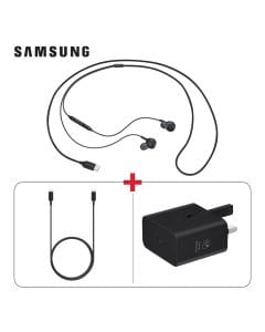 Samsung Type-C Earphone Black + Type C 5A Cable 1.8M Black +  Adapter 25W Without Cable Black Bundle (603001000005004 + 603001000017502 + 603001000003488)
