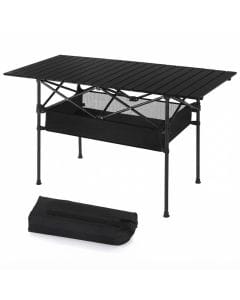 TAPIT Portable Folding Camping Table, Lightweight Aluminum Roll-Up Picnic Table with Storage Mesh