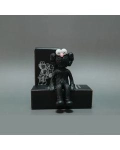 Luxury Signature Kaws Toy Figure 12cm Black, Mini Collectible Vinyl Resin Art Statue, Decorative Display Ornament for Home, Office, Shelf & Gift