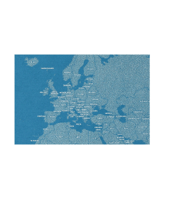 Palomar Pinnable World Map by Countries, Light Blue, 124 x 66cm Polymer Felt Wall Map,15 Red Pins, Made in Italy