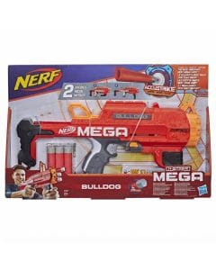 Nerf AccuStrike Mega Bulldog Blaster with Extendable Stock, Flip-Up Sight, 6 Accurate Darts