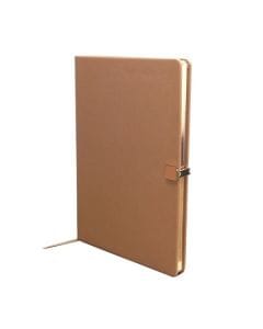 Addison Ross A4 Notebook, Tan Faux Leather Cover, 100 Pages 80 GSM Cream Lined Paper, Magnetic Enamel Clasp | Gold