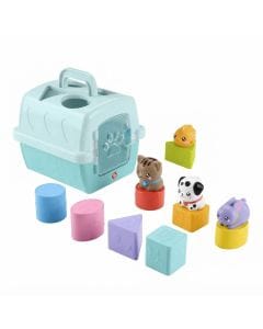 Fisher-Price FP Pets Sort & Stow Pet Carrier Shape Sorting Toy, 8 Colorful Blocks, Fine Motor Skills & Pretend Play, 12 Months+