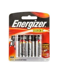 Energizer Max Alkaline AA Batteries, 4-Pack (BP4) - Long-Lasting Power, Leak Protection, Zero Mercury