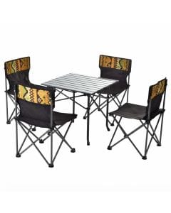 Portable Four-Person Camping Chair and Table Set, Foldable Outdoor Furniture with Carry Bag for Camping and Picnics