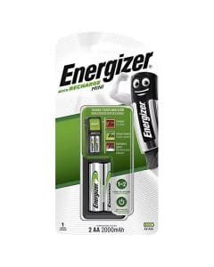 Energizer Mini Battery Charger with 2 AA NiMH Rechargeable Batteries - Includes 2000mAh Batteries