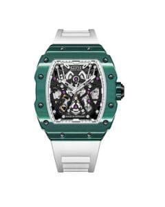 Bonest Gatti BG-9906 Automatic Watch, Carbon Fiber & Titanium Alloy Case, CITIZEN BT16-O5G Movement, Synthetic Sapphire Crystal, Fluororubber Strap | Green