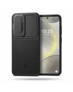 Spigen Optik Armor Case for Samsung Galaxy S24, Rugged Hybrid Protective Cover with Sliding Camera Lens Protector