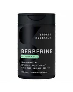 Sports Research Herbal Berberine Supplement with Coconut Oil - 500mg Softgels for Metabolic Support