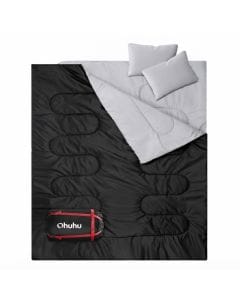 Ohuhu Double Sleeping Bag for Camping, Waterproof 2-Person Backpacking Bag with 2 Pillows and Detachable Design
