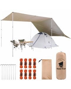 GEERTOP Large Camping Tarp, 17.2 x 10ft Waterproof UV-Protective Rain Fly Shelter for Hiking and Camping