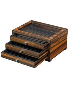 Luxury Signature Wooden Pen Storage Box, 24 Slot Pen Organizer, Ebony Finish MDF Display Case