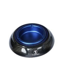 T-Carbon Blue Carbon Ash Tray, Carbon Fiber & Stainless Steel Cigar Ashtray, High Gloss Finish, Luxury Tabletop Smoking Accessory | 16.7cm