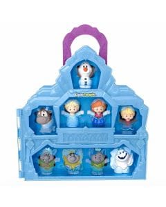 Fisher-Price Little People Disney Frozen Carry Along Castle Playset, Portable Storage Case with 9 Figures, Pretend Play Toy