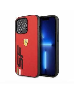 Ferrari Leather Hard Case for iPhone 13 Pro 6.1-Inch, Official Big SF Logo Slim Protective Cover