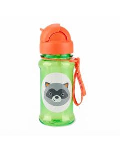 Skip Hop Zoo Raccoon Tritan Renew Straw Bottle 355ml, Straw Flips Down To Seal Closed And Stay Clean, Handy Grab Strap, Dishwasher Safe - Multicolour