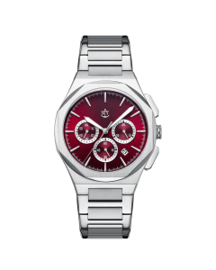 New York Incredibles Madison Chronograph Watch, 42mm Stainless Steel Case, Seiko VD53 Quartz Movement, Red Dial, 10 ATM Water Resistant
