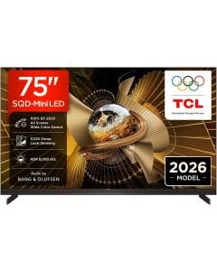 TCL 75 Inch 4K SQD Mini LED Smart Google TV, 144Hz, HDR 9000 Nits, 10520 Dimming Zones, Dolby Atmos, B&O Audio, Wi-Fi - 75X11L -Black 