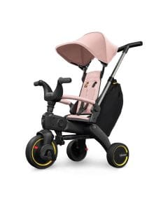 Doona Compact Folding Baby Liki Trike S3 Ride, High-durability Soft-ride Wheels, UPF 50+ Sun Protection Canopy - Blush Pink