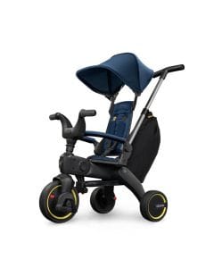 Doona Compact Folding Baby Liki Trike S3 Ride, High-durability Soft-ride Wheels, UPF 50+ Sun Protection Canopy - Deep Blue
