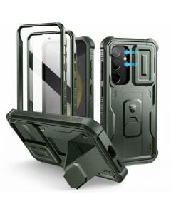 Dexnor Case for Samsung Galaxy S24, Sliding Camera Cover, Screen Protector, Ring Kickstand, Military-Grade Protection