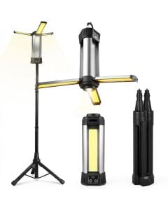 NAFAS Rechargeable Camping Light, 2000 Lumens LED Work Light, 6000mAh Battery, Tripod Stand, IPX5 Water Resistance
