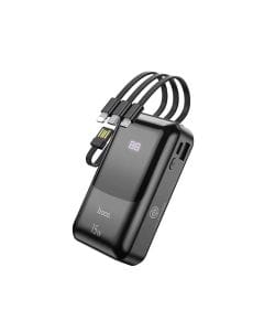 HOCO DB85 4-in-1 Power Bank 10000mAh, Built-in Charging Cables, Fast Charging Portable Battery Pack with LED Display - Black