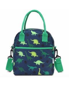 VASCHY Insulated Lunch Bag for Kids - Green Dinosaur Lightweight Tote with Adjustable Strap