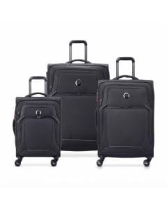 Delsey Optimax Lite 3-Piece Hardside Spinner Luggage Set, Lightweight Expandable Suitcases, Hardside Polymer, TSA Approved Combination Lock | Black
