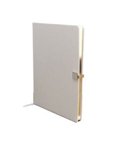 Addison Ross A4 Notebook, Grey Faux Leather Cover, 100 Pages 80 GSM Cream Lined Paper, Magnetic Enamel Clasp | Gold